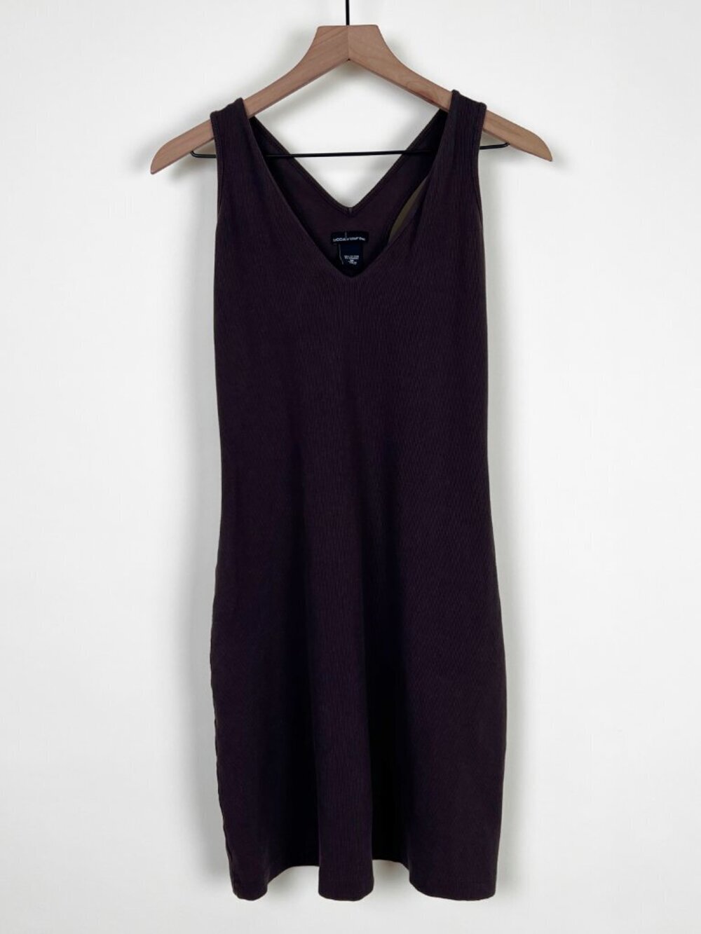 Vintage 90s Y2K Mini Dress Causal Ribbed Knit Racerback Athletic Sporty Chic - M